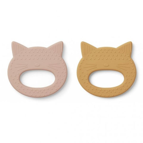 Geo teether (2 pack) - Cat rose/yellow mellow