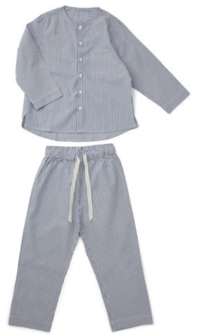 Olly Pyjamas Set - Y/D stripe Blue wave/white