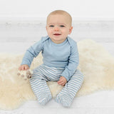 Baby Footed Pants, Merino Wool, Blue (Sparkebukse)