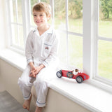 Daddy’s Tractor handmade Pyjama - White/Navy