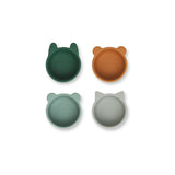 Malene silicone bowl - 4 pack - Green multi mix